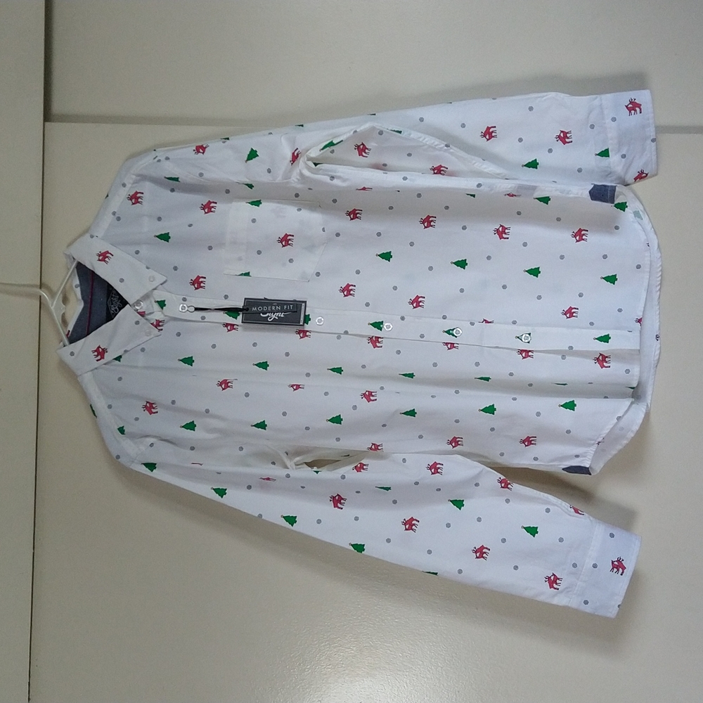 Eighty Eight White Shirt with Green and Red Accents